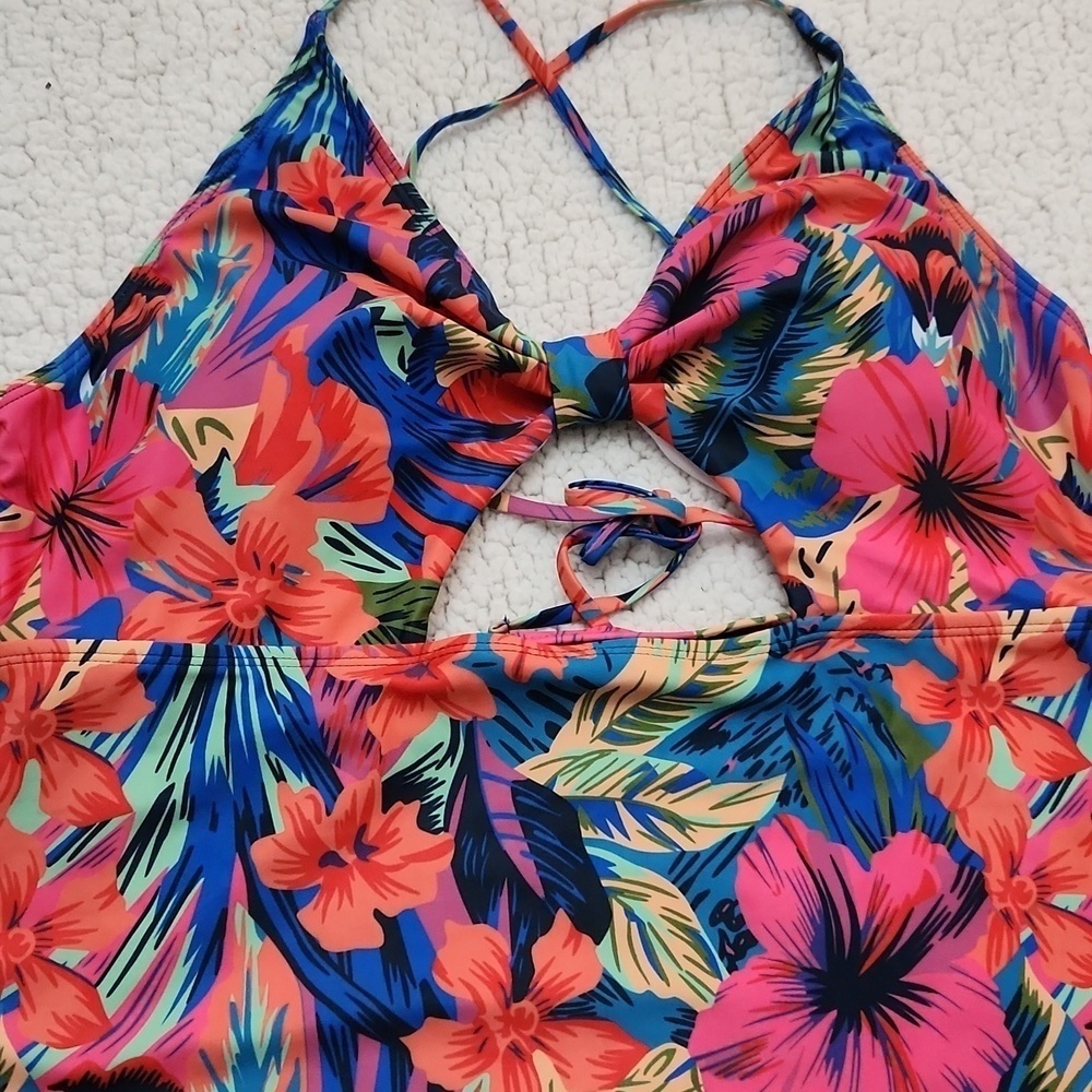Tropical Floral One Piece Swimsuit Padded Beach Pool Party Vacation - Picture 4 of 7